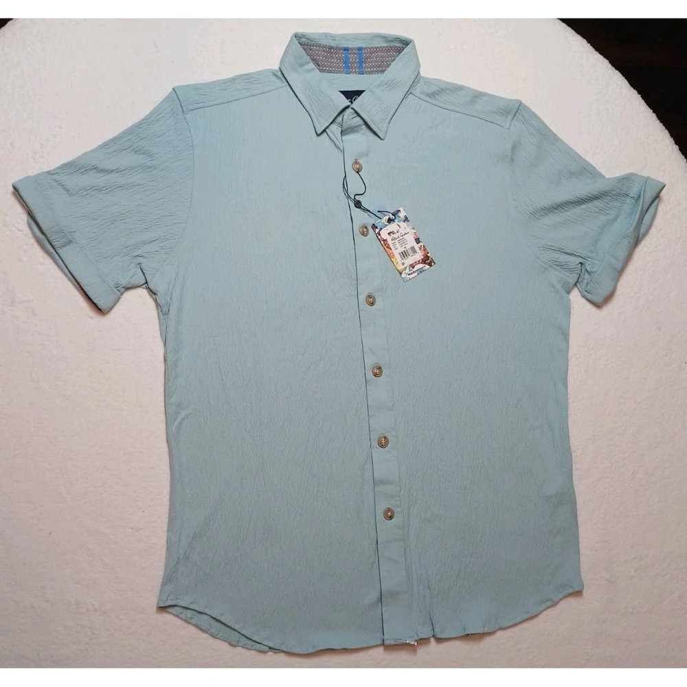 Robert Graham Shirt Mens XL NWT Hammond Light Blue Textured Knit Tailored Fit